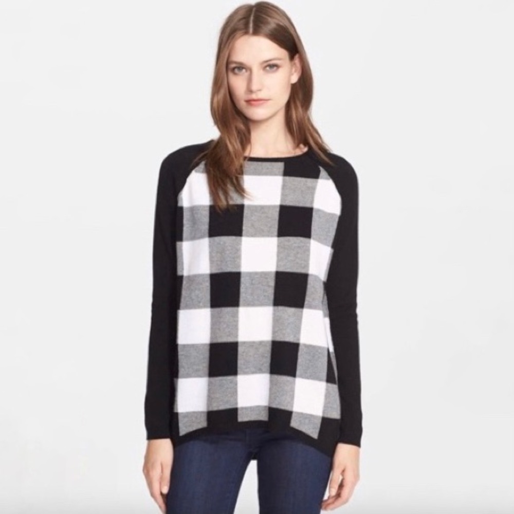 Autumn Cashmere Black/White Buffalo-Check Sweater - Picture 2 of 6